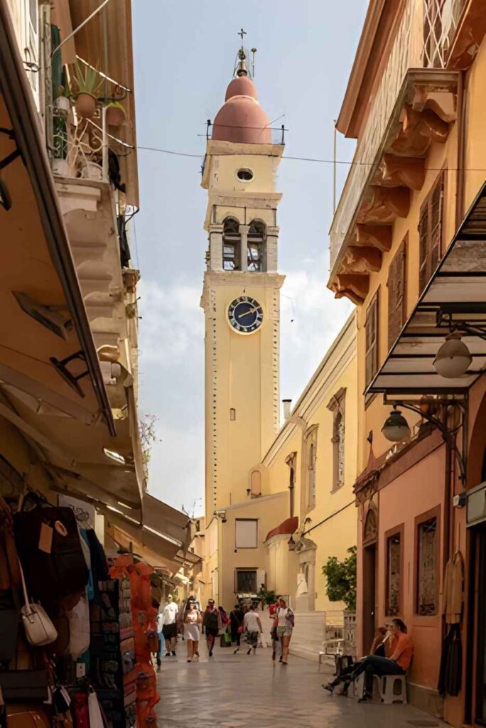 old-corfu-town-Saint-Spyridon-church-villa-claire-corfu